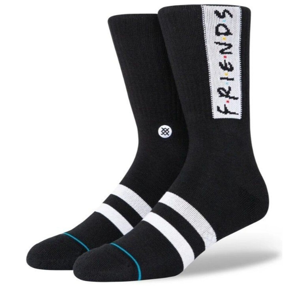 Stance Crew Socks Casual Friends Model Size Large Black Cushioned The First One